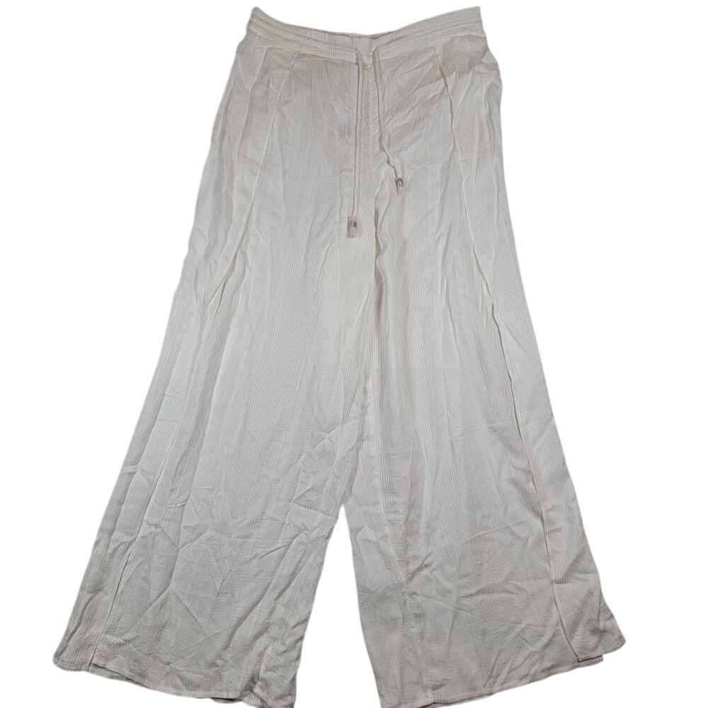 NWT L*Space Women's Cali Pants Sz XL Cream White Side Split Loose Flowy Viscose